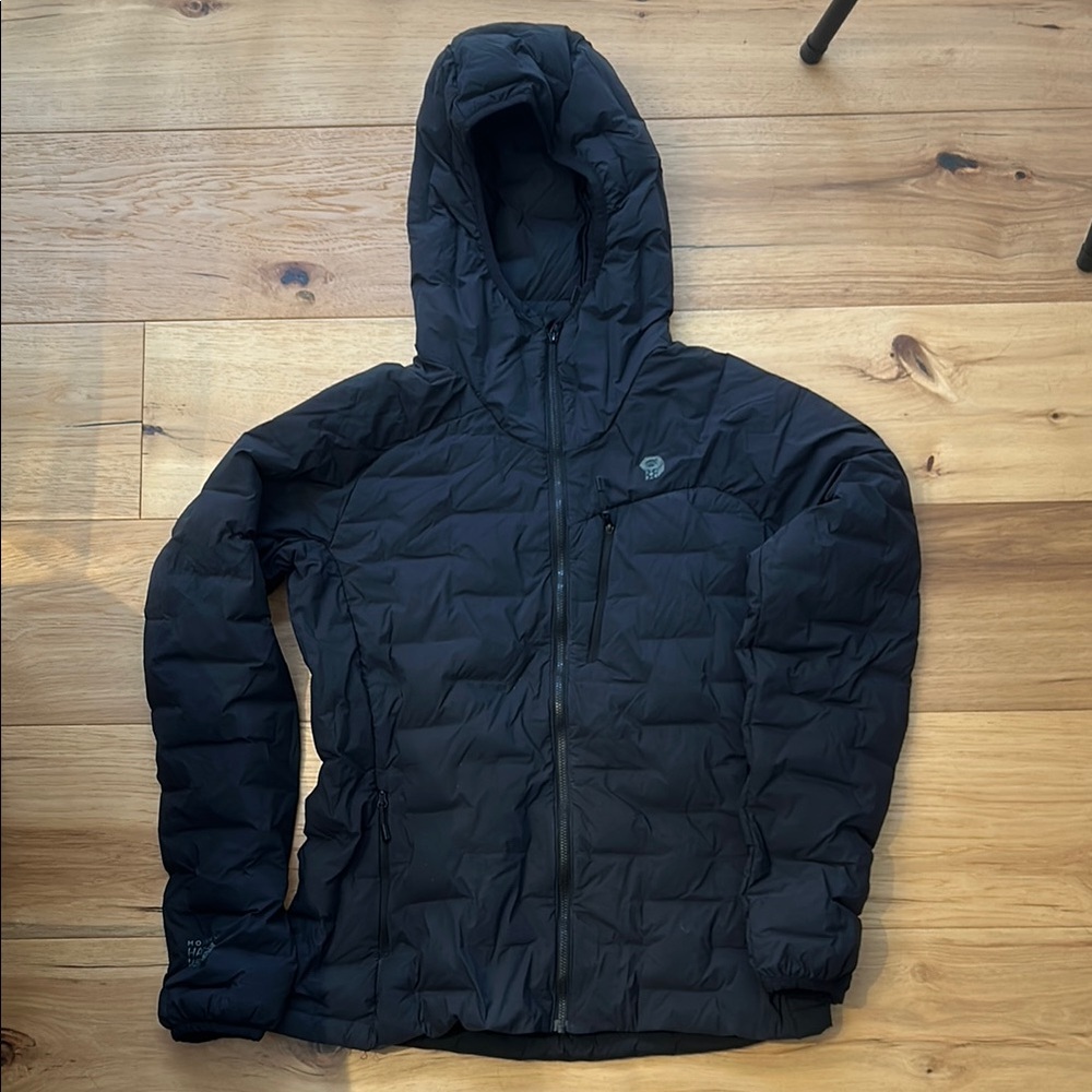 Women’s Mountain Hardwear Black Stretchdown hooded Jacket, size M